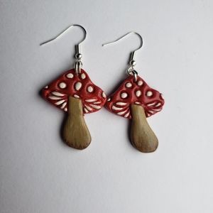 New  HANDMADE  mushroom dangle NEW(You pick color)